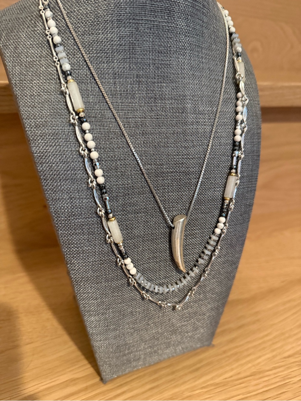 Layered 3 in 1 silver necklace trio